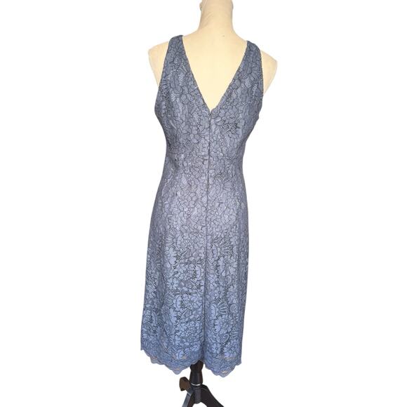 WHBM Blue Grey Sleeveless Lace Halter Fit and Flare Midi Dress - 6 - Picture 6 of 11